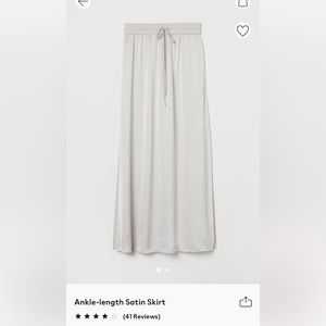 3/$30 - H&M midi, high waist satin skirt, light beige, size S